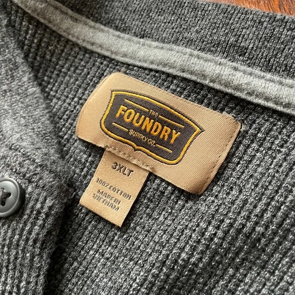 The Foundry Supply Co. Heather Gray Thermal Henley Shirt - Size 3XLT - Picture 3 of 5